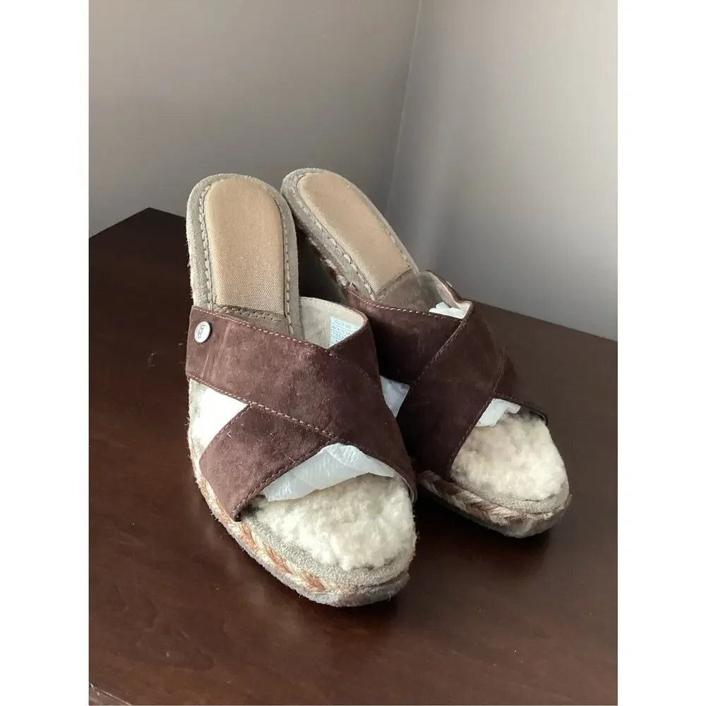 UGG Australia Margot 1689 slide wedge sandals heels leather shoes women's size 7